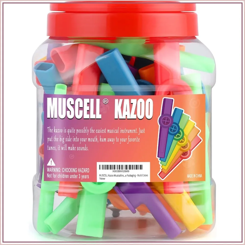 

36 Pcs Plastic Kazoo Bulk - Multi-Color Party Favors, Musical Instruments for Classroom & Events