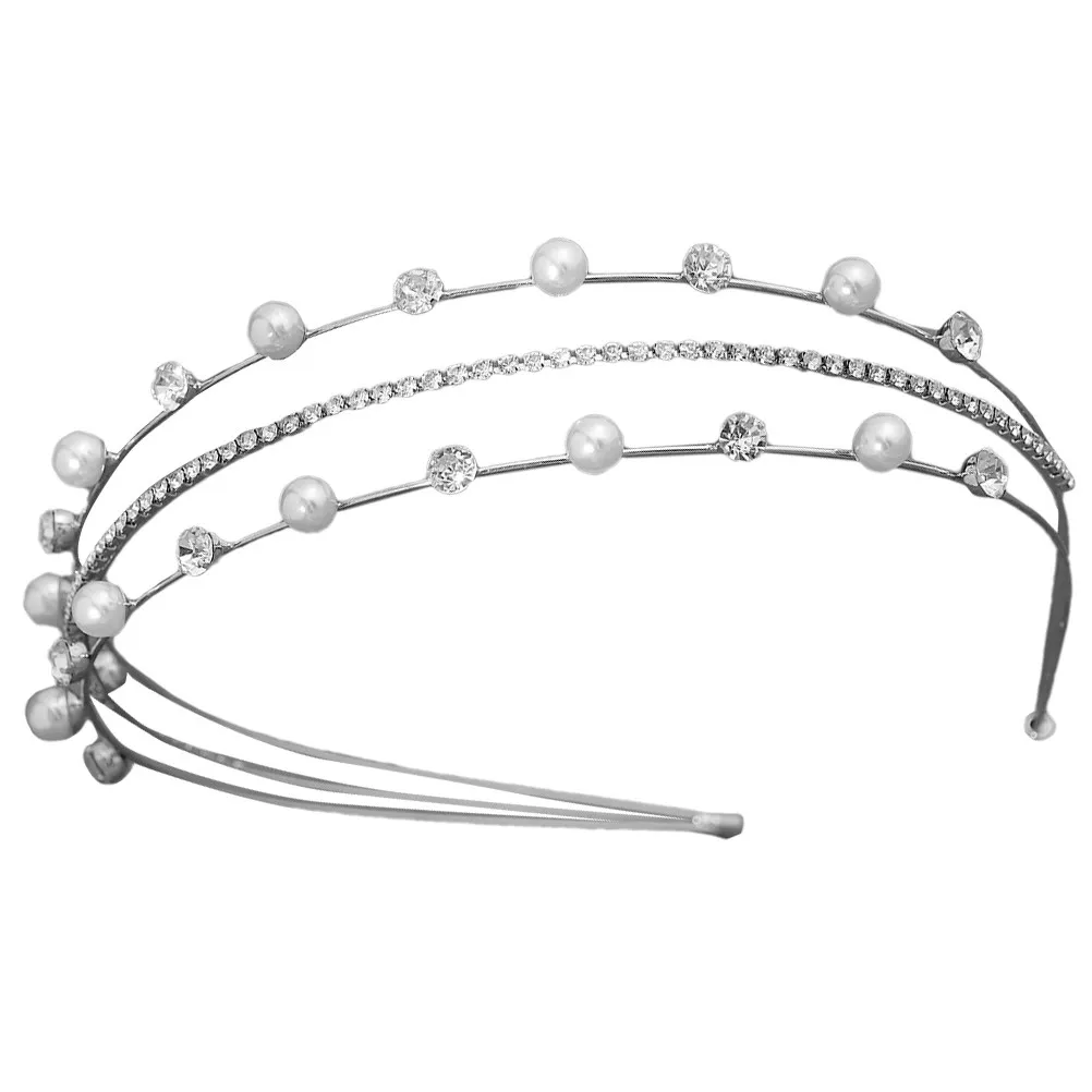 

Роскошная многослойная свадебная повязка на голову с жемчугом и стразами, удобное и надежное украшение для волос невесты