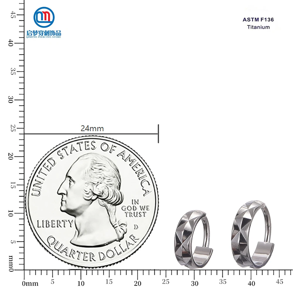 QM ASTM F136 Titanium Hoop Clicker Nose Ring Earrings Helix Lobe Body Piercing Jewelry