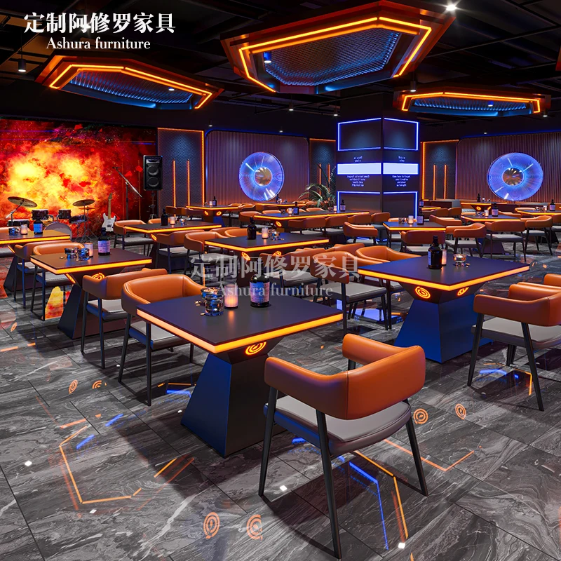 

Commercial bar sofa clear bar table and chair loose table combination
