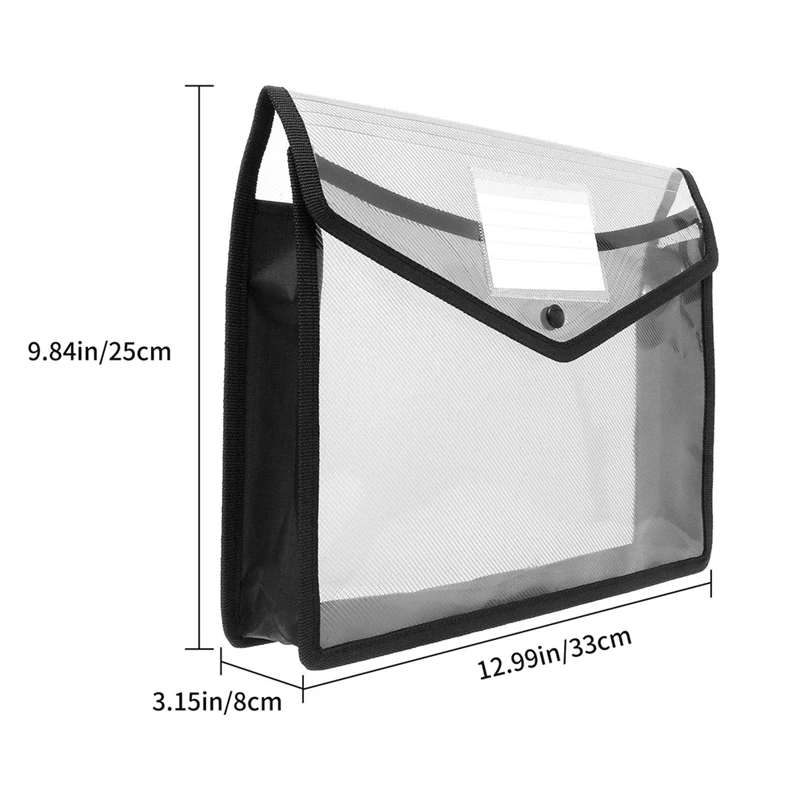 6Pcs A4 Capacity Plastic Bag Stationery Storage Pouch File Organizer Document Bag File Folders Envelope Folder