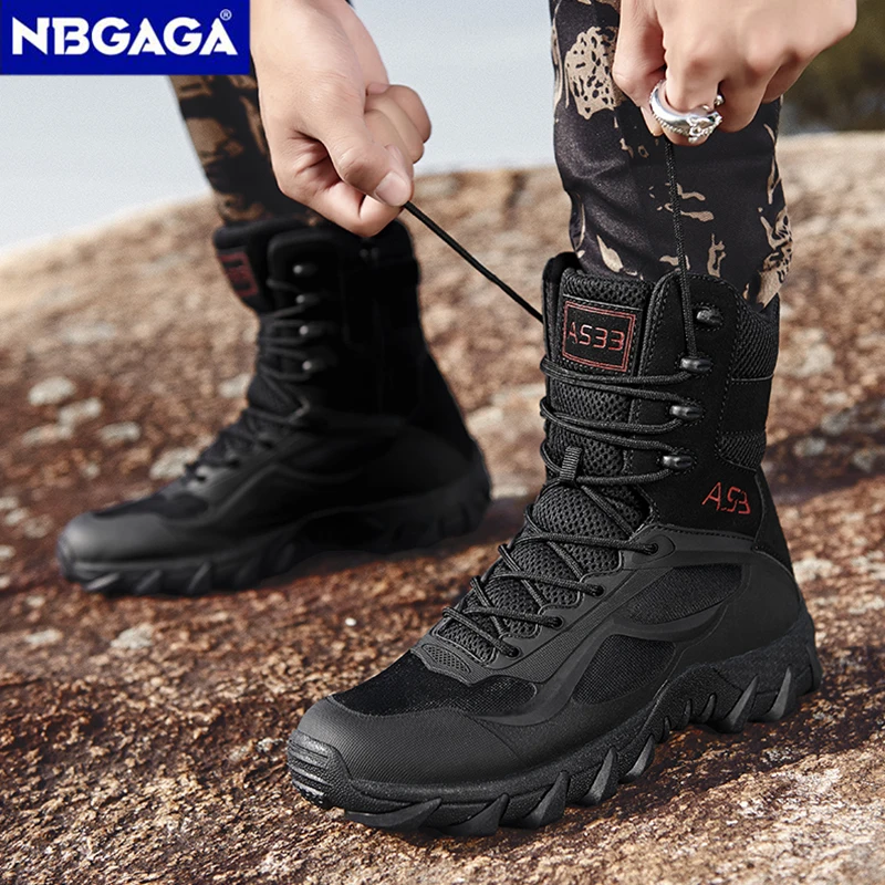 

Big Size Men’s Tactical Boots Desert Combat Boots Lace-up Outdoor Non-slip Work Shoes Military Ankle Boots Thick Sole Size 39-47