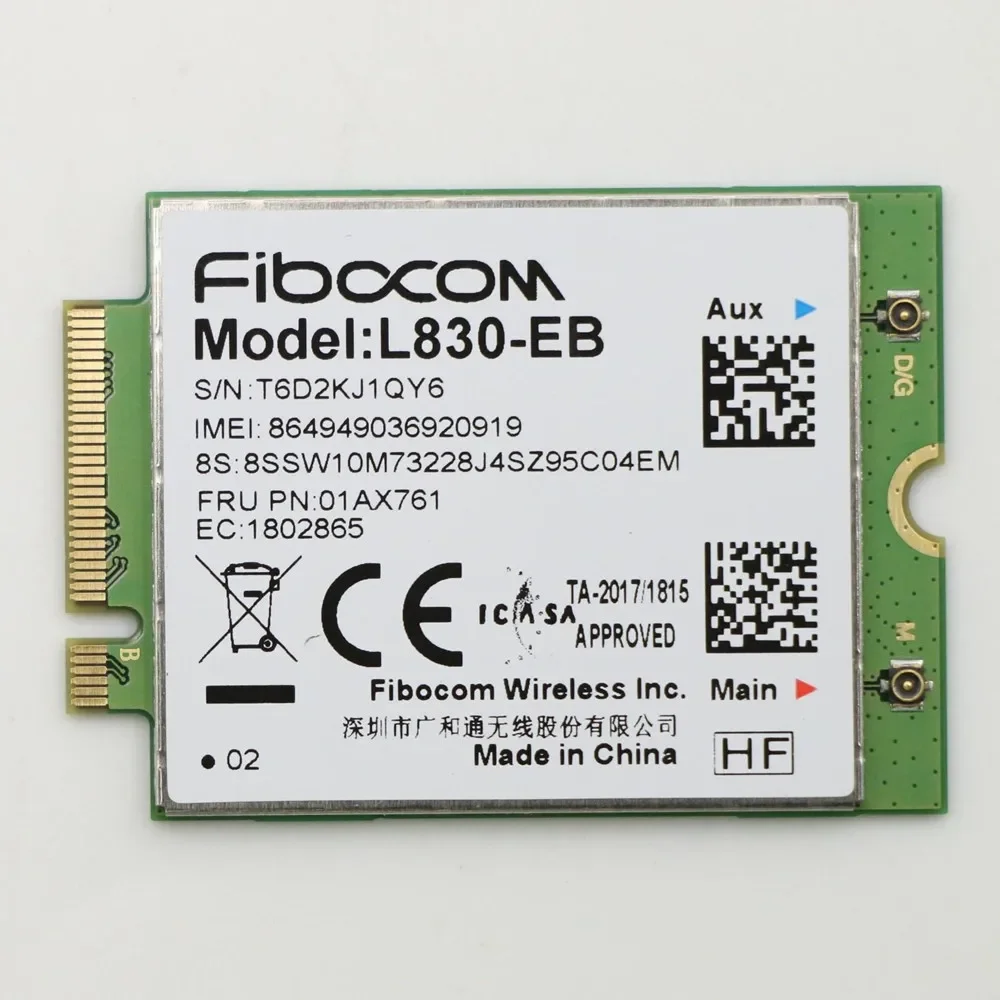 01ax761-scheda-wwan-fibocom-l830-eb-per-lenovo-thinkpad-x280-t480-t490-t490s-t590-p53s-x390-l490-l590-p43s-t480s-x390-yoga