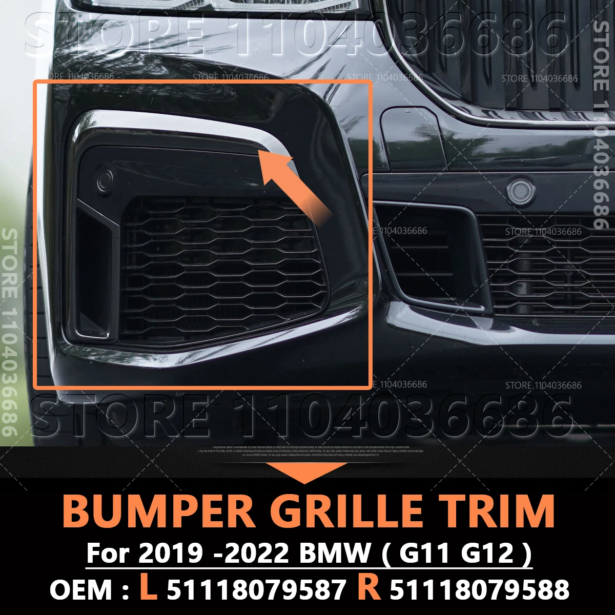 

For 2019 -2022 G11 G12 BMW 740i 740iX 745eX 750iX Alpina B7 M760iX Front Bumper Trim Fog Light Strip 51118079587 51118079588