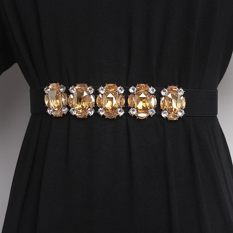 المرأة المدرج موضة لامعة الماس مطاطا فستان Cummerbunds الكورسيهات حزام أحزمة الديكور حزام ضيق TB2807