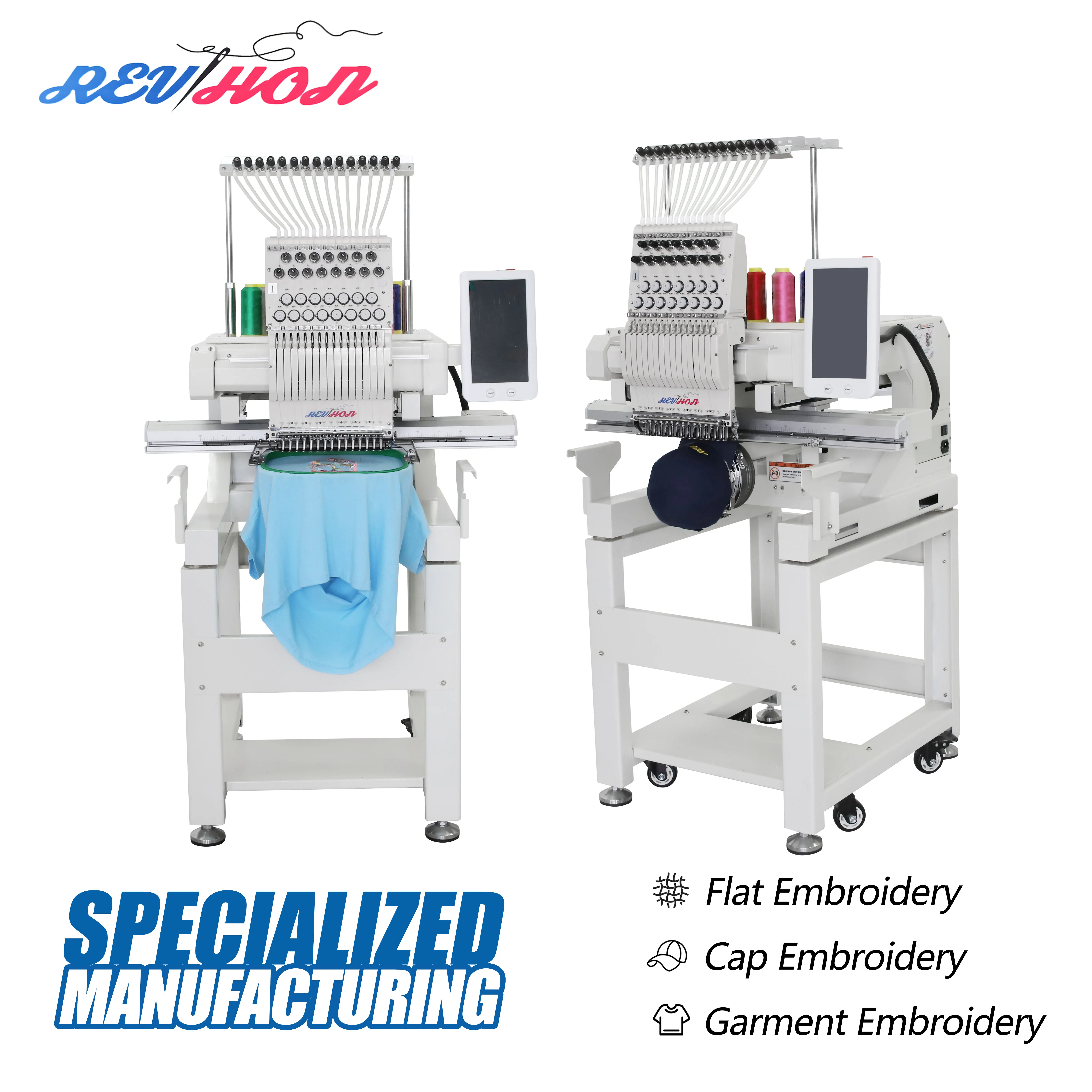 Revhon Single Head Computerized Embroidery Machine Automatic High Speed (1200 RPM) for Caps T-Shirts Shoes Bags & Garments