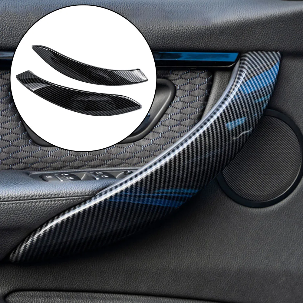 2PCS ABS Interior Door Handle Cover with Carbon Fiber Finish for BMW 3 and 4 Series Including For M3 For F30 F80 F32 F82