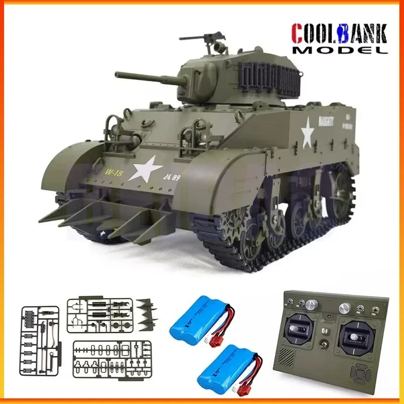 COOLBANK MODEL RC Tank 1/16 USA Stuart M5A1 Isoscale Simulation Model Open The Cannon Barrel Retractable Tank Toys Toys for Boys