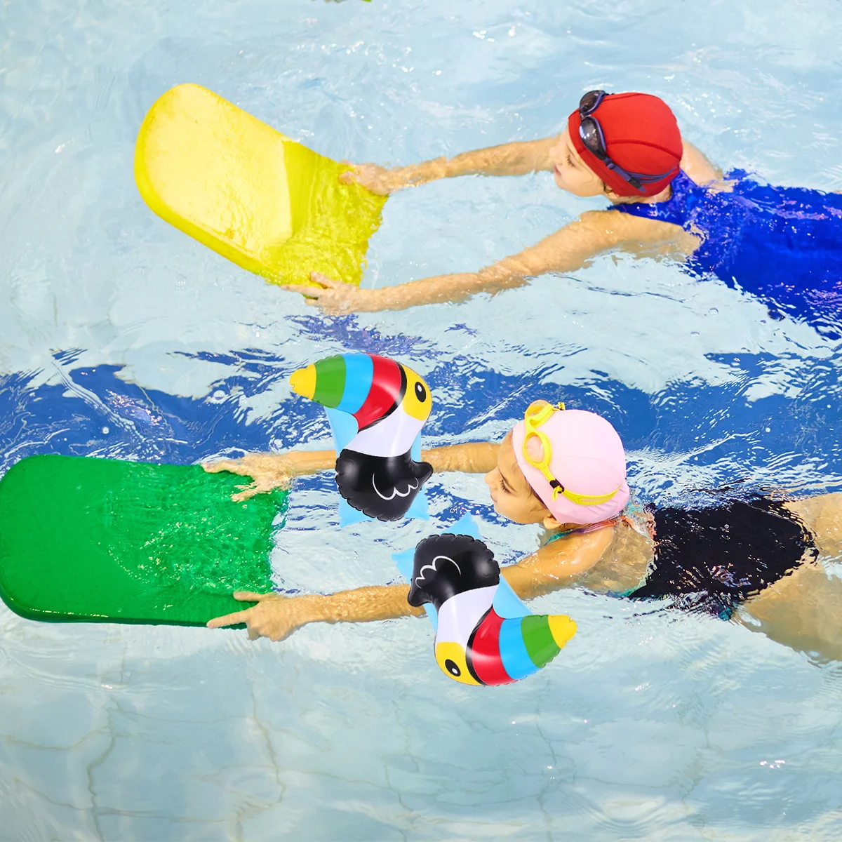 

1Pair Inflatable Swim Arm Rings for Kids Lightweight Durable Beginner Swimming Accessory Floating Sleeves Water Tools