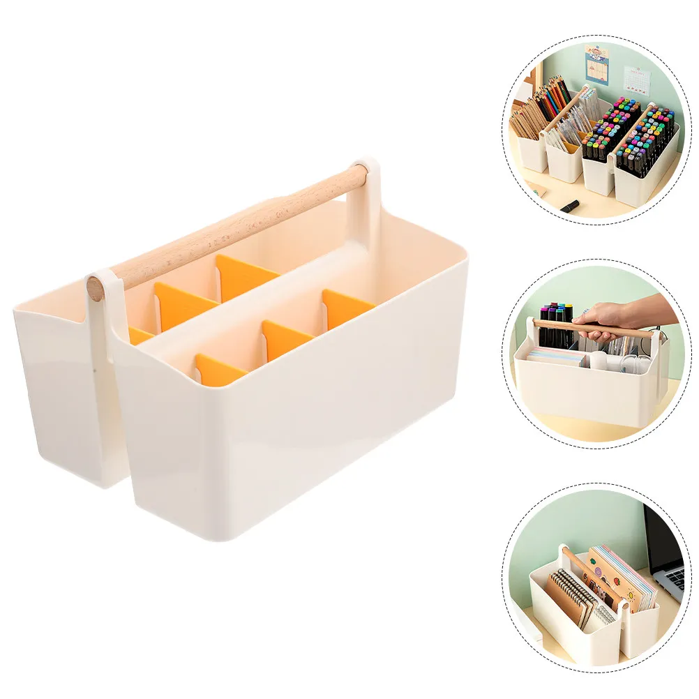 Stylish Bright Color Portable Storage Box with Handle for Desk Organizing Pens Markers Crayons Office School Home Desktop