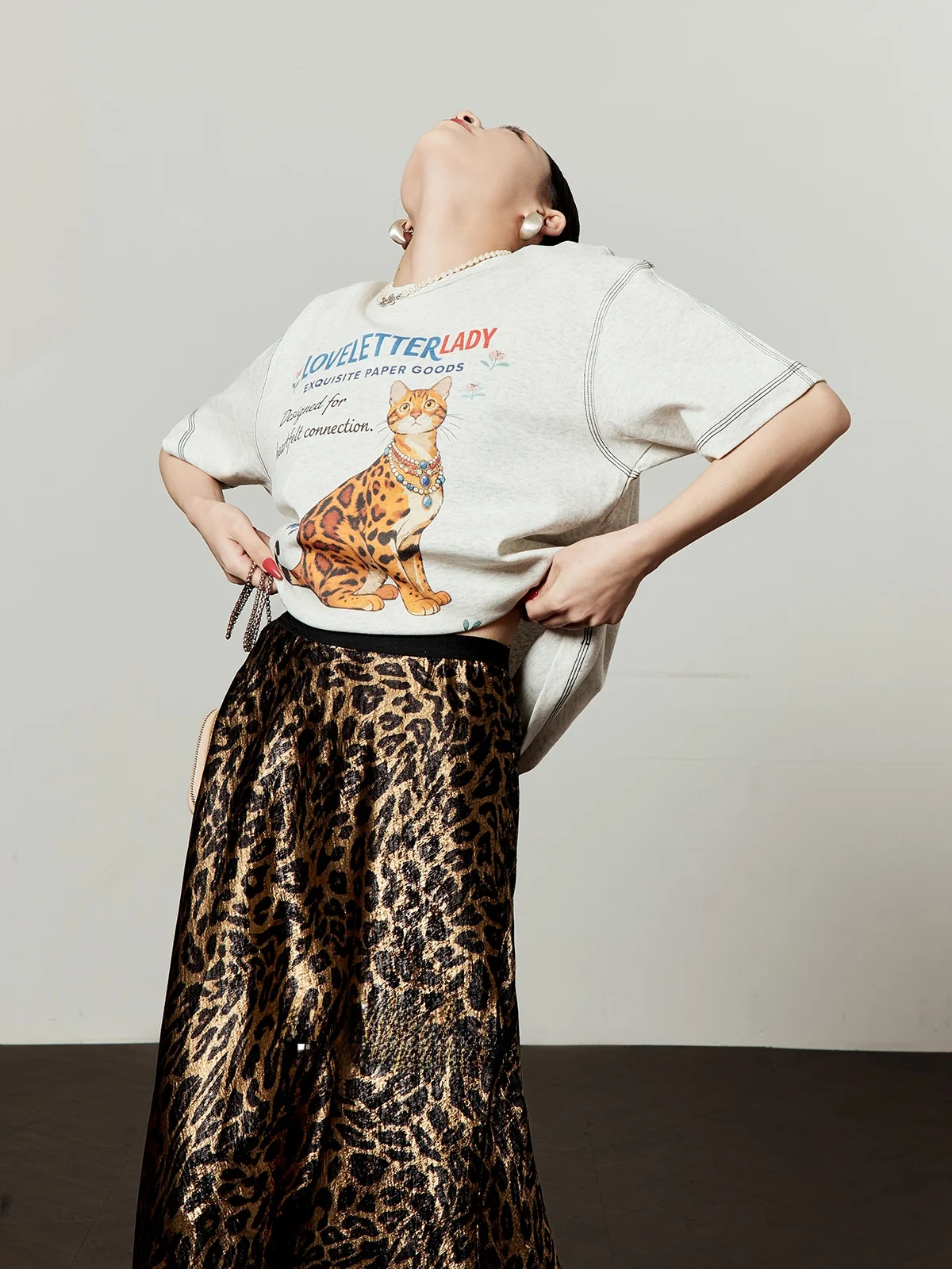 

Loose Short Sleeve T-Shirt Women's 2026 New Spring Summer Leopard Pattern Casual Versatile Breathable Comfortable Top
