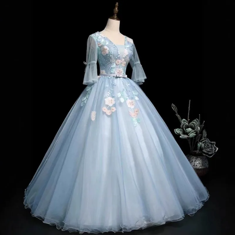 

Вечернее платье Caisha, вокальное искусство, экзамен Meisheng, соло, платье для выступлений, ежегодное собрание, хозяин, фортепиано, церемония совершеннолетия, пышная юбка