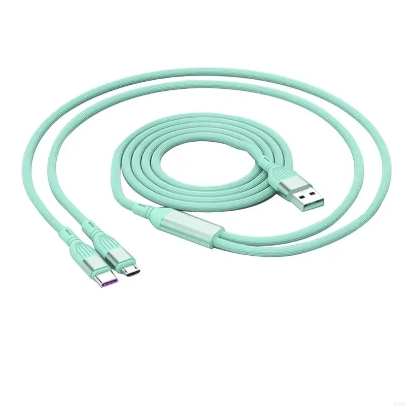 B46A USB Multi Charging Cable 2 in1 Multiple Phone Cord USB C Multi Cable with 2 Type C MicroUSB for Phones Tablets