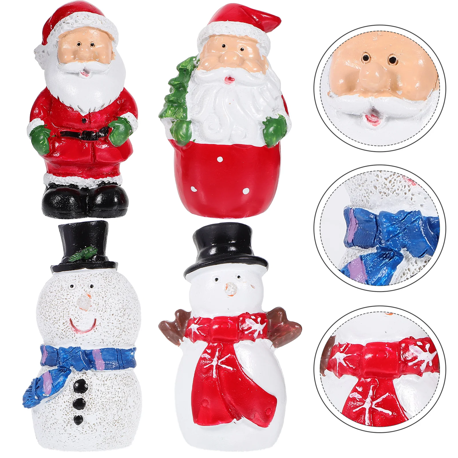 

4pcs Resin Craft Figurines Desktop Santa Small Models Micro Landscape Decorations For Home Garden Yard Park Adorable