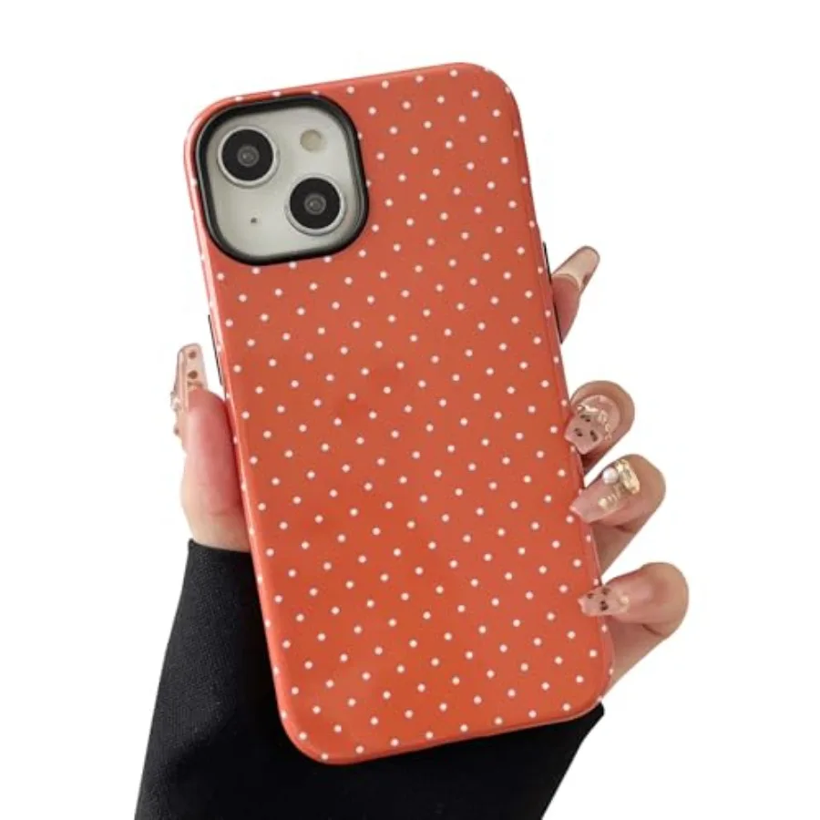

Compatible with iPhone 13/14 Case, Fashion Cute Polka Dot Pattern Aesthetic Design for Women, Soft TPU and Hard Back Shockproof