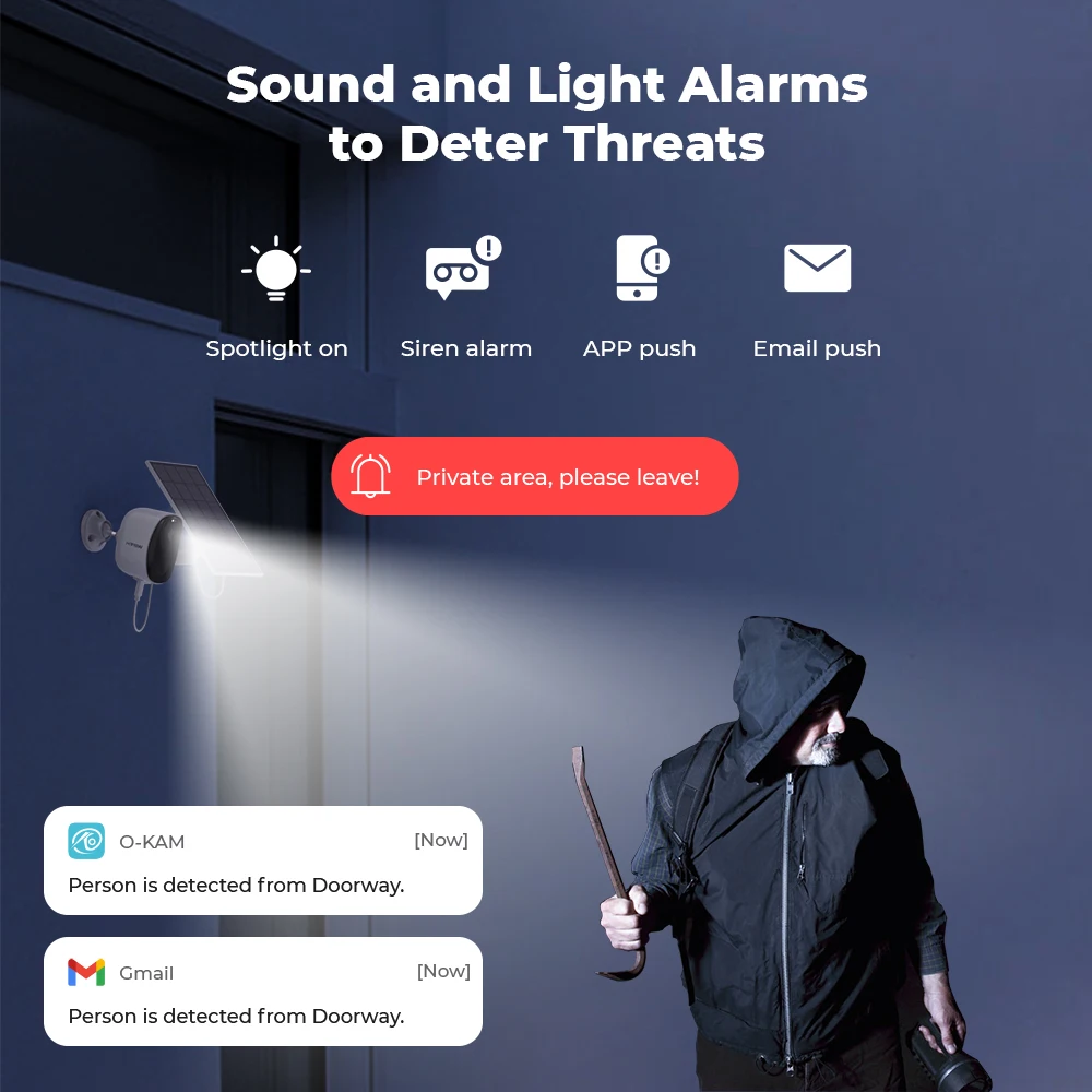 كاميرا H.VIEW 4 قطع تعمل ببطارية PIR لاسلكية خارجية، كاميرا أمان WiFi 2K 3MP مع صفارة إنذار كاشفة، صوت ثنائي الاتجاه،