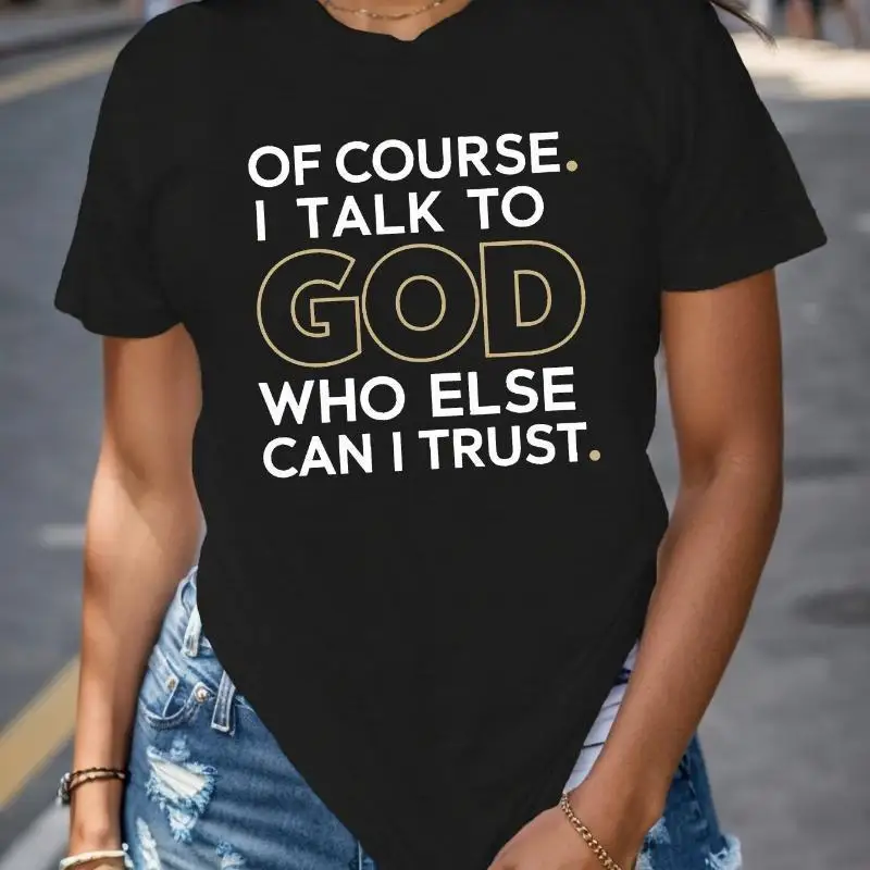 

Religious Graphic T-Shirt Women's Christian Faith Saying Tees God Trust Casual Streetwear Top
