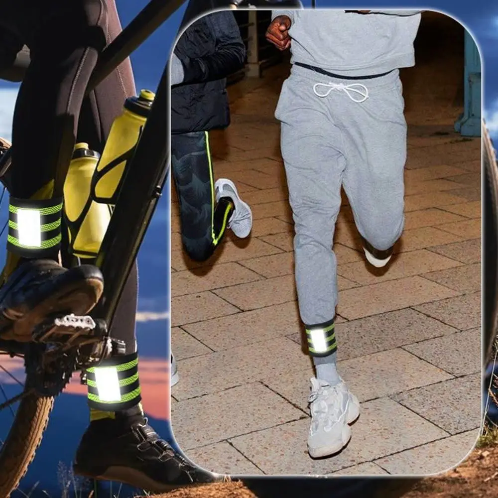 2pcs Outdoors High Visibility Bicycle Ankle Strap Reflective Elastic Bike Ankle Band Adjustable Bicycle Pants Belt