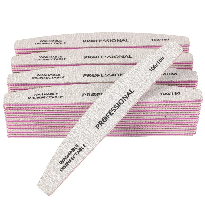 プロ用ネイルファイル、爪用サンドペーパー、強力厚型ブロックファイル、サンディングハーフムーンライム、ネイルアクセサリーとツール