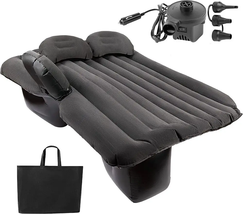 

US Inflatable Travel Car Mattress Air Bed Back Seat Sleep Rest Mat 2 Pillow Pump