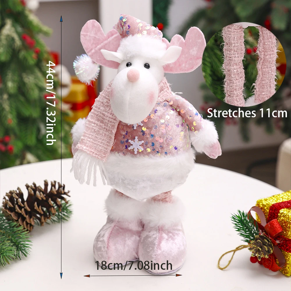 دمية عيد الميلاد تلسكوبية وردية لغرفة النوم ، الرجل العجوز ، رجل الثلج ، الأيل ، الشكل ، العرض ، هدايا عيد الميلاد ، الديكور ، 1 * *