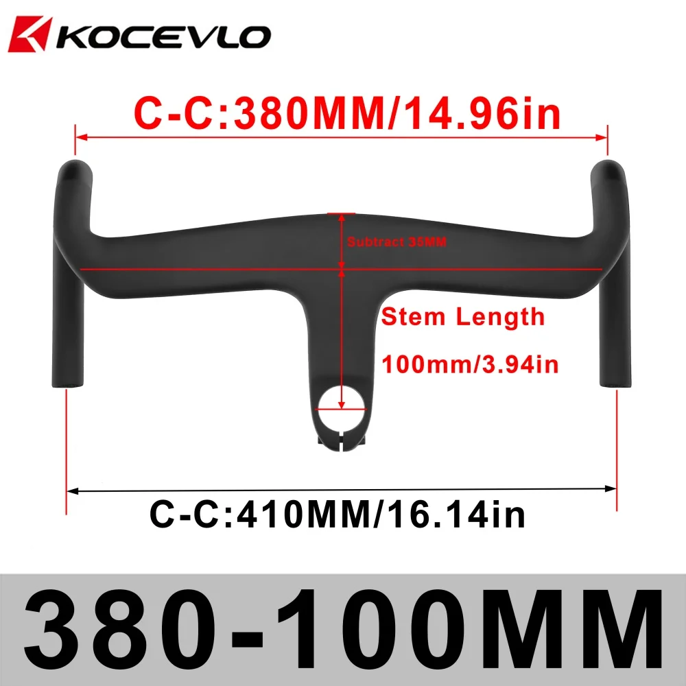 KOCEVLO Road AERO Carbon Integrierter Lenker für 28,6-mm-Gabel mit Abstandshaltern Radfahren Interne Kabel Road Barstem