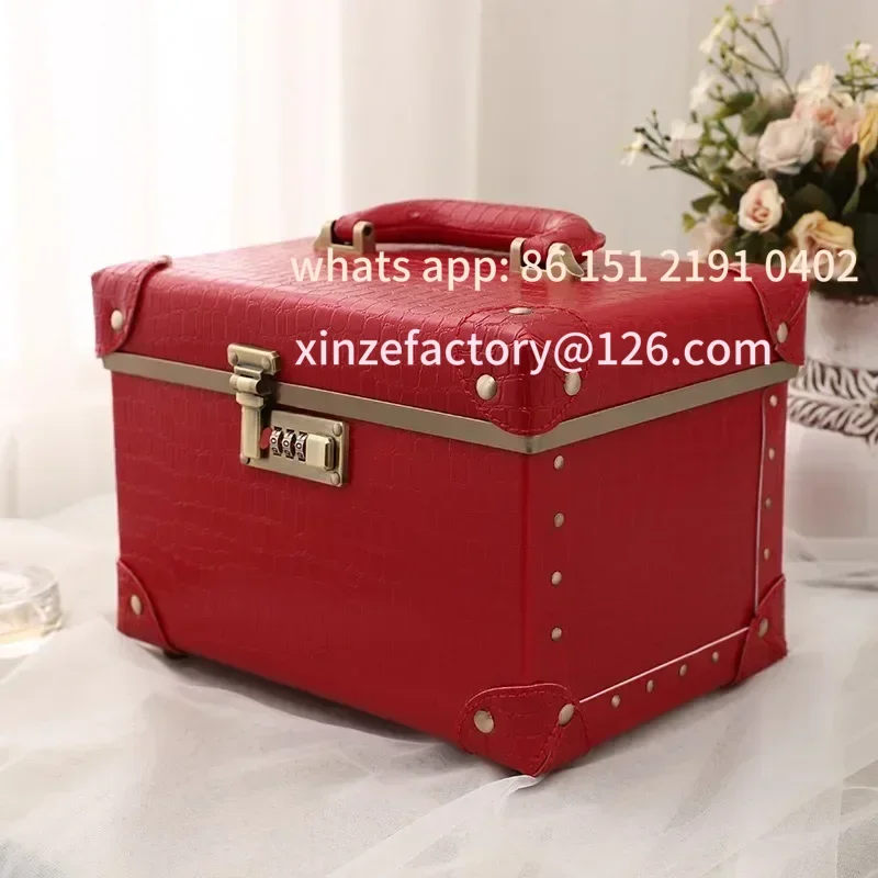 

Customizable kosmetyczka w stylu retro z hasłem Dwuwarstwowa wielofunkcyjna skórzana obudowa Prosta obudowa do przecho