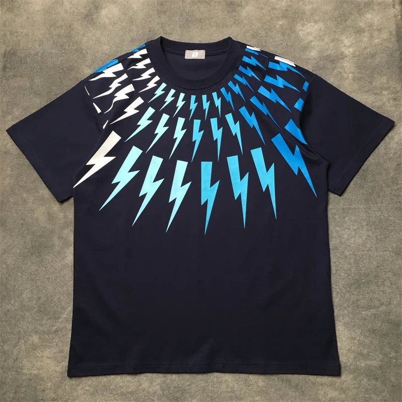 New luxury Men 2023 Neil Blue thunderbolt T Shirts T-Shirt Hip Hop Skateboard Parkour Street Cotton T-Shirts Tee Top #185