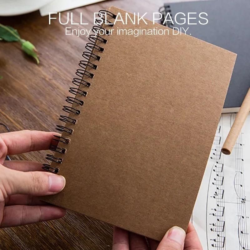 STONEGO Coil Book Creative Retro Kraft Paper Coil Book Wholesale Simple Blank Doodle Note Diary Sketchbook