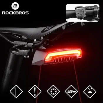 ROCKBROS bike tail light USB rechargeable wireless waterproof MTB safety smart remote control turn signal bicycle light lamp