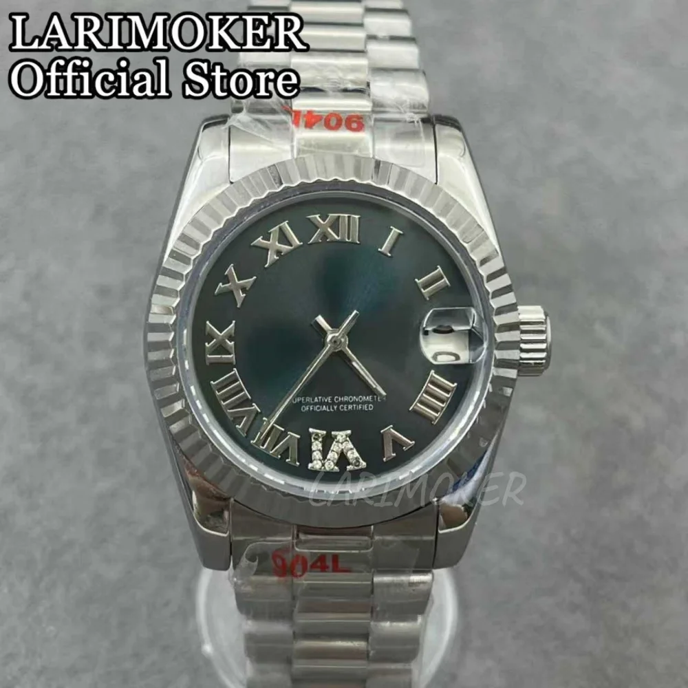 

LARIMOKER New 31mm Sapphire Glass Stainless Steel Diamond Bezel Jubilee Strap Watch Case Luxury Diamond Dial Lady's NH15 Watches