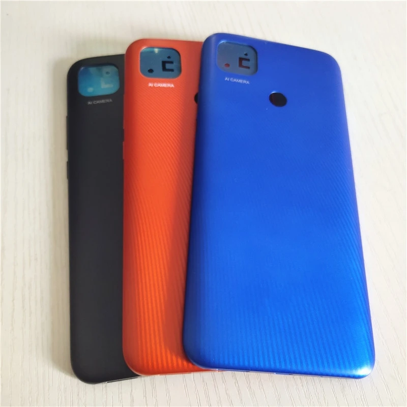 For Xiaomi Redmi 9C New Back Battery Cover Back Glass Panel Rear Housing For Redmi 9C Back Battery Cover + Side Key