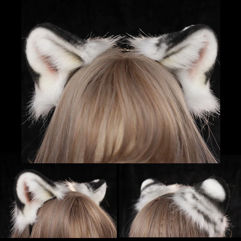 New Hand Made Work Tiger Ears Hairhoop Tail Beast Animal Halloween Cosplay Costume Accessories For Christmas Custom Made Prop