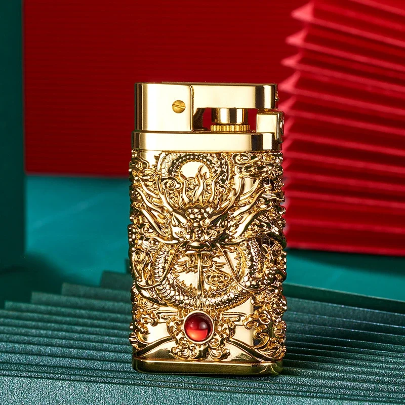 New Press Bomb Cover Ignition Lighter Metal Heavy Hand Embossed Lighter Retro Grinding Wheel Kerosene Lighter Gift For Men