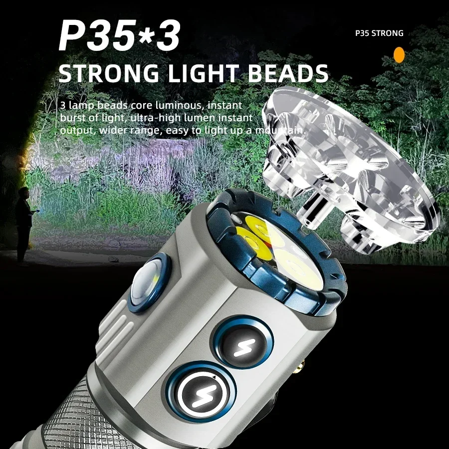 

USB Rechargeable RBG LED Flashlight 2000LM Powerful Mini EDC Tactical Lantern Using 18350 Battery Outdoor Camping Fishing Torch