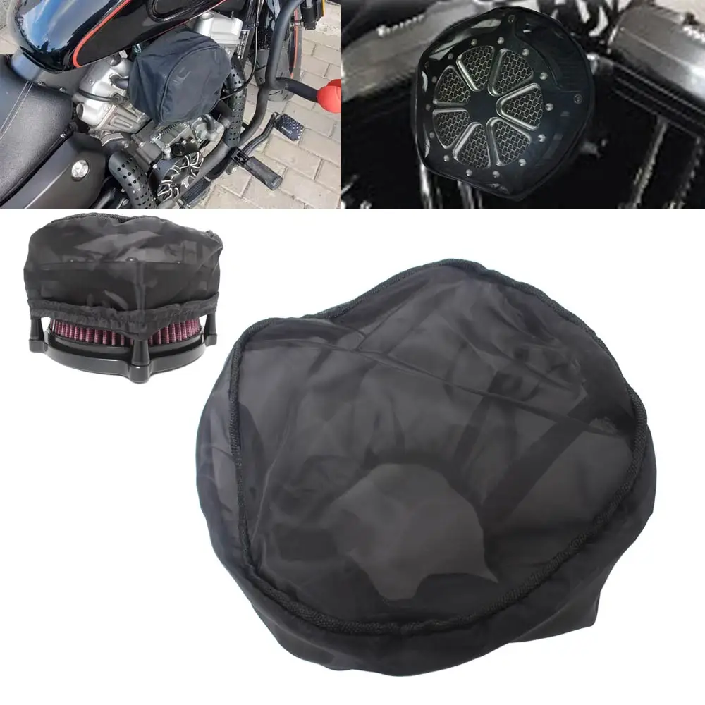 Motorcycle Air Filter Cleaner16 x11cm Waterproof Rain Sock Dust  Proof Rain Cover Black Parts Fit For Harley Venturi and Turbine