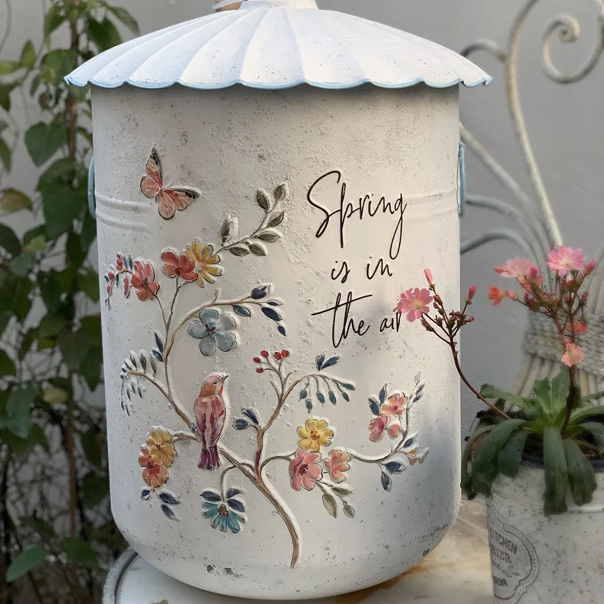 Sendeyuan European fresh flower bucket three-dimensional flower and bird storage home decoration flower utensils