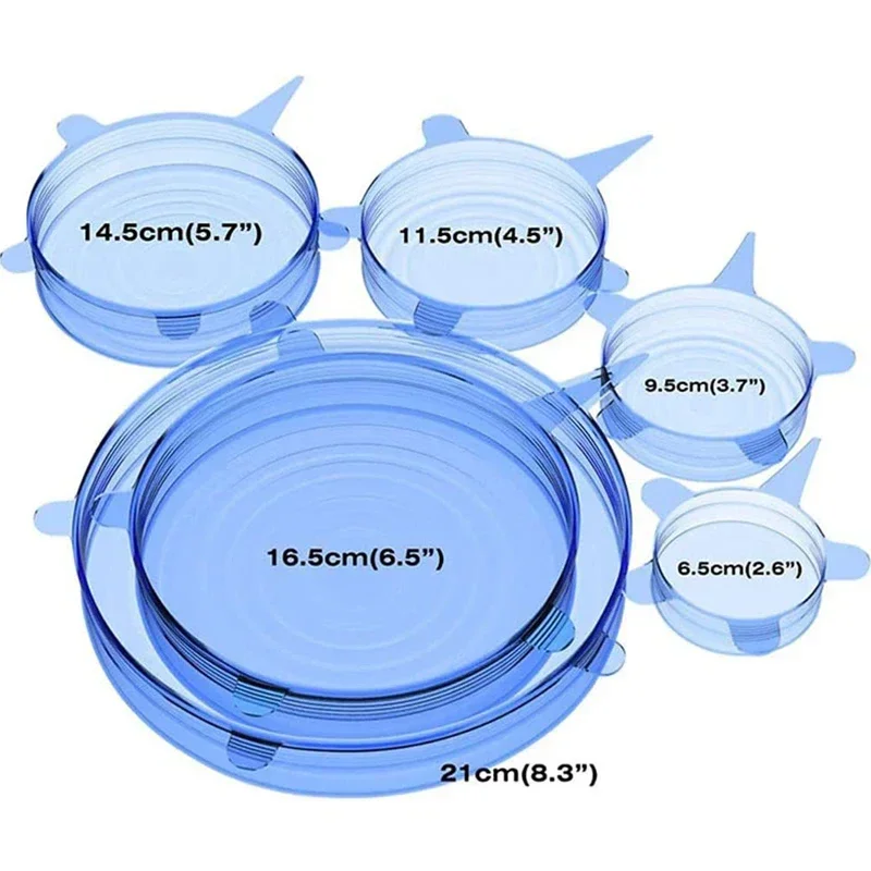 6PCS Silicone Cover Stretch Lids Reusable Durable and Expendable Lids Silicone Covers for Fresh Food Leftovers Keep Food Fresh