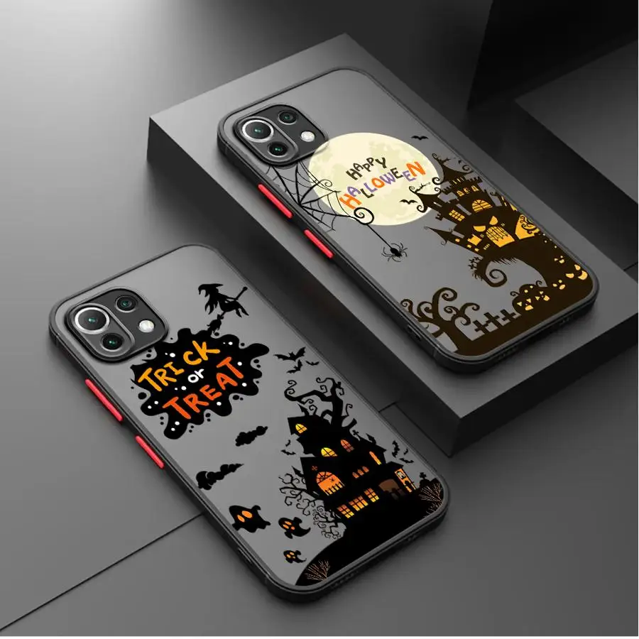 Happy Halloween Castle Bat Witch Back Phone Cover Case for Xiaomi Poco X3 NFC X3 X4 X5 Pro C50 C51 M5s C40 F3