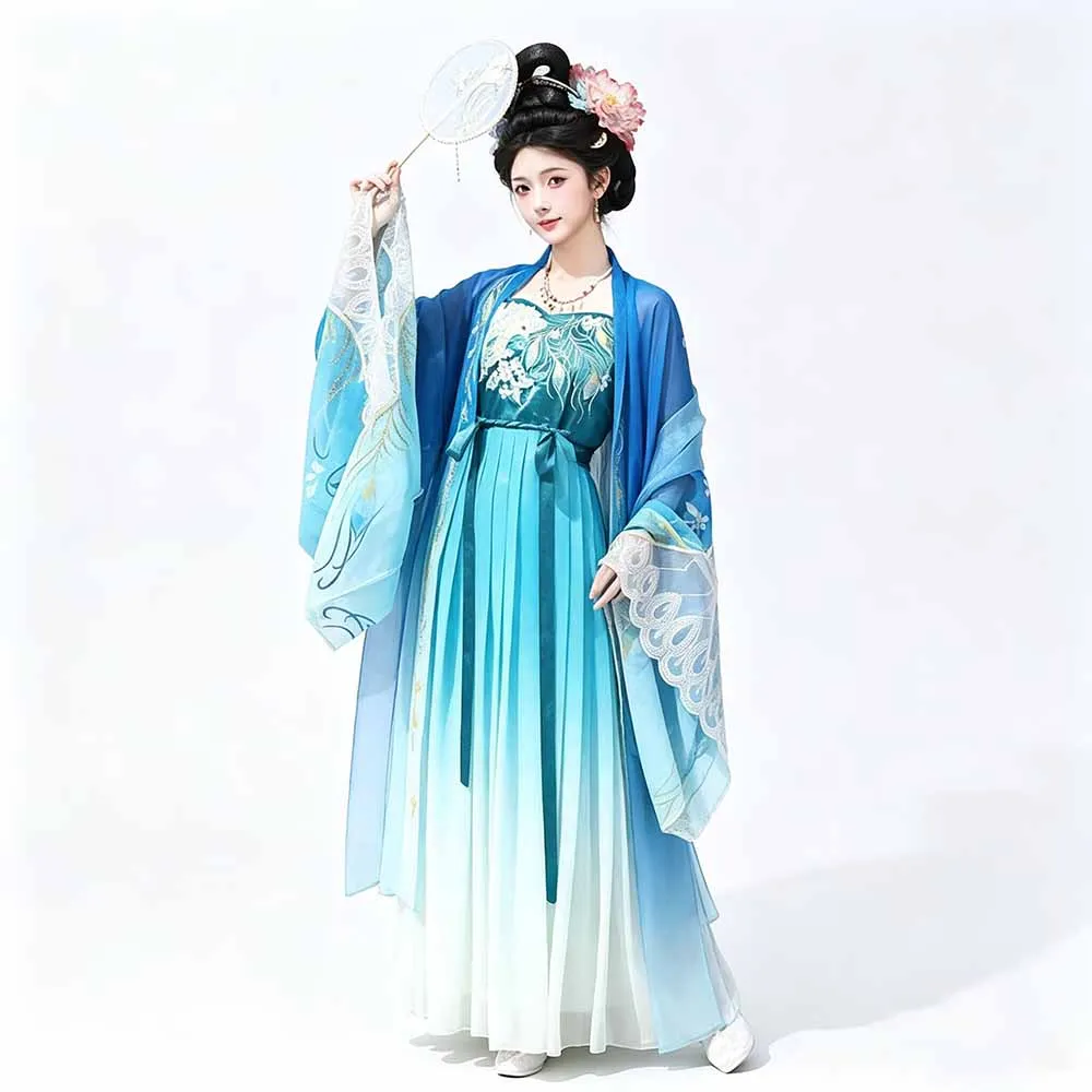 

Plus Size 6XL Blue Hanfu Dress Women Traditional Chinese Hanfu Halloween Cosplay Costume Vintage Hanfu Tang Suits Plus Size 4XL