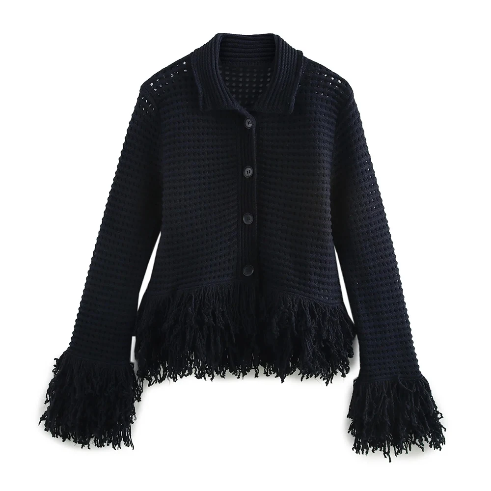 الملابس الأوروبية والأمريكية عبر الحدود Aliexpress Ins أزياء شعبية متعددة الاستخدامات شرابة تريكو + بدلة تنورة