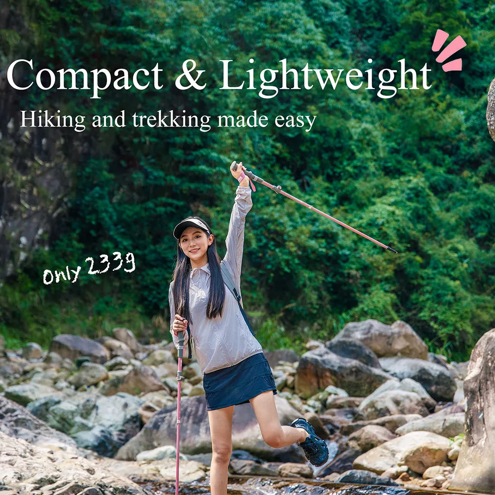 TXZ Women Ultralight Portable Folding Trekking Poles Telescopic Anti-skid Walking Hiking Stick Outdoor Camping Trekking Poles