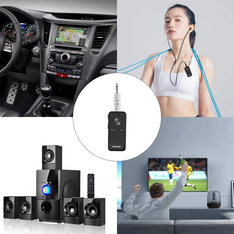 Receptor Bluetooth 5,0 para coche, modo de cancelación de ruido y bajos, micrófono incorporado, llamadas con manos libres