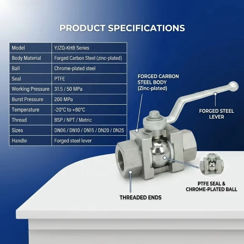Stainless Steel Two-Position Three-Way KHB Hydraulic Control Ball Valve Oil