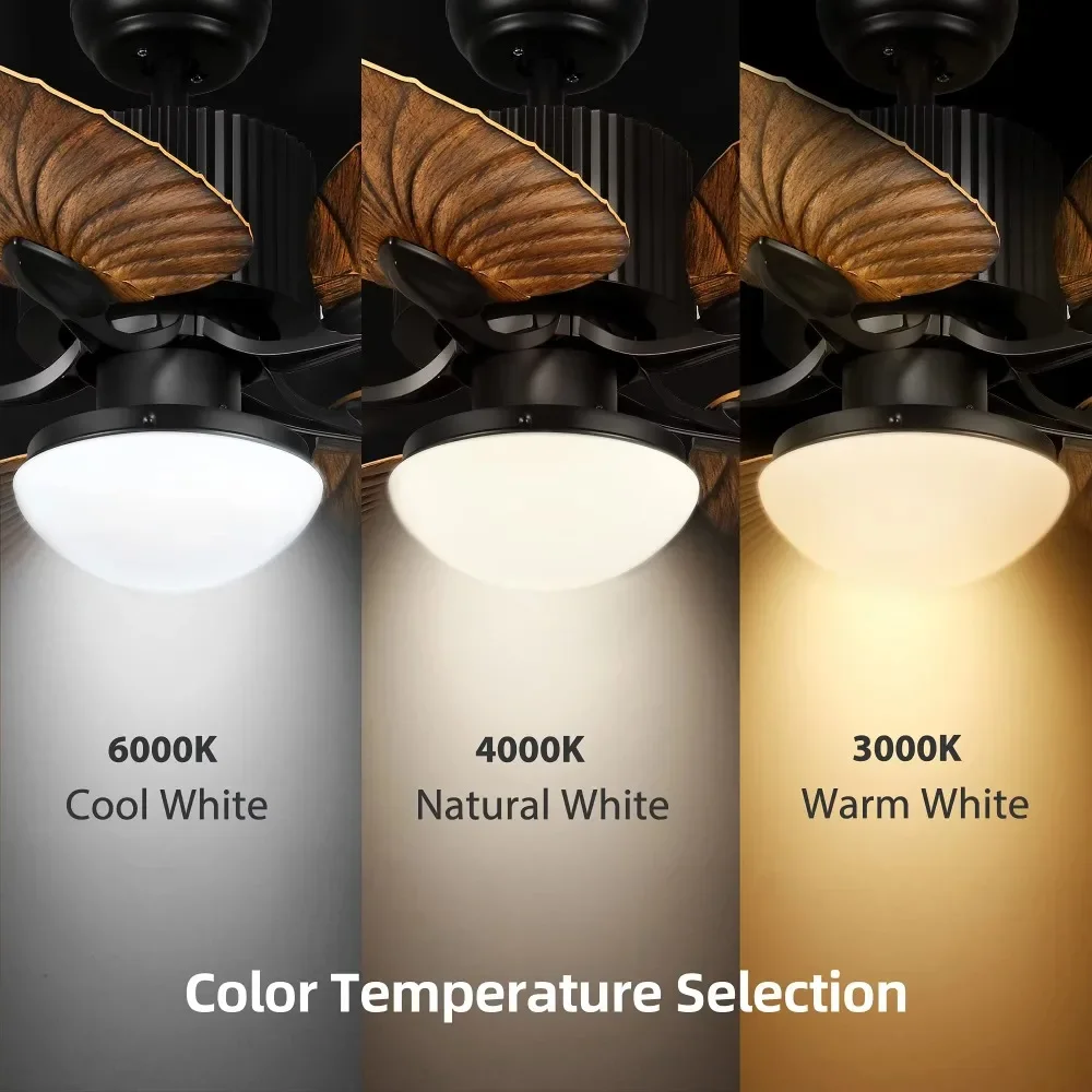 52 Inch Tropical Style Ceiling Fan Reversible DC Motor Memory Function 5 Leaf Blades Palm Island Ceiling Fan with Light - view 2