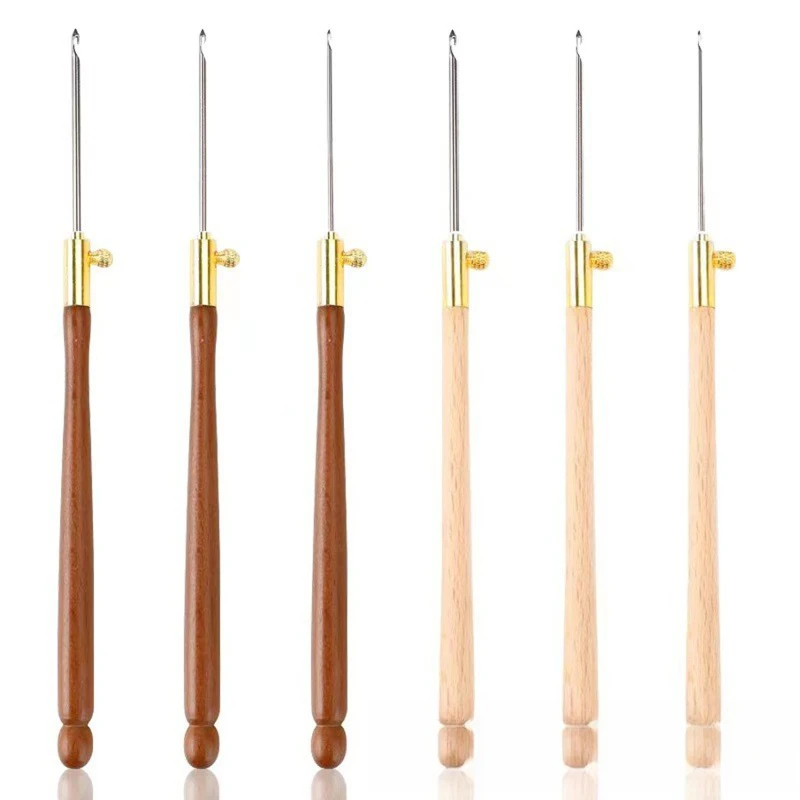 1set Embroidery Hook with 3 Needles Metal Pen Embroidery Cross Stitch Craft Kit French Crochet for Diy Sewing Knitting