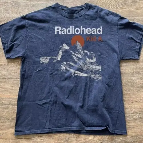 حار بيع الأزياء إطار صور Radiohead طفل جولة نادر الأزرق الداكن والأسود قصيرة الأكمام تي شيرت للجنسين عالية الجودة حجم كبير