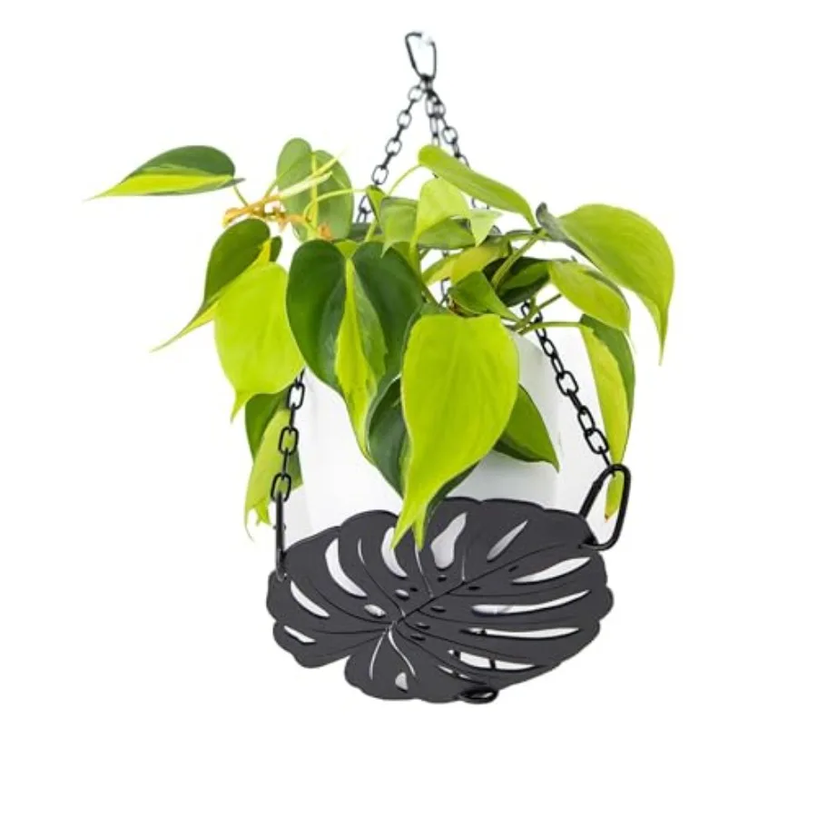 

Вешалка для растений Monstera, черный металлический подвесной горшок для комнатных растений, стальной лазерный дизайн с порошковым покрытием