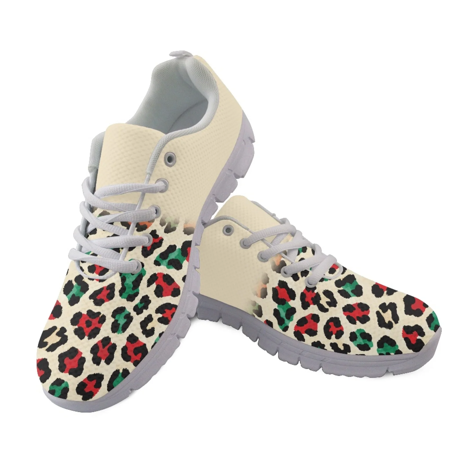 Coloranimal Colored Leopard Sports Gym Jogging Athletic Shoes Mesh & EVA Sole Running Sneakers Anti-Slip Running Shoes for Men