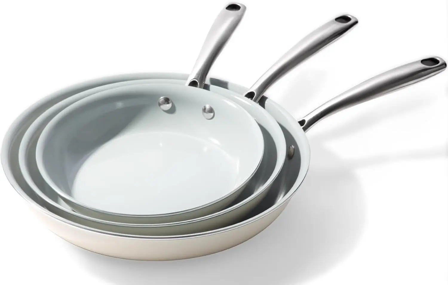 

3-Piece Ceramic Nonstick Frying Pan Set: 8, 9.5, 11 Inches - Healthy Cooking, Free of PTFE, PFOA, PFAS